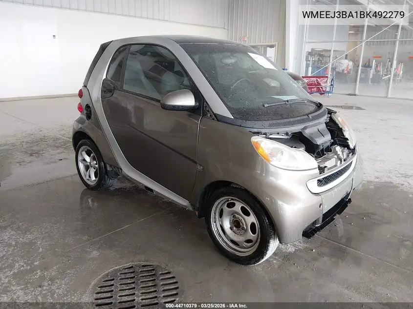 2011 Smart Fortwo Passion/Pure VIN: WMEEJ3BA1BK492279 Lot: 44710379