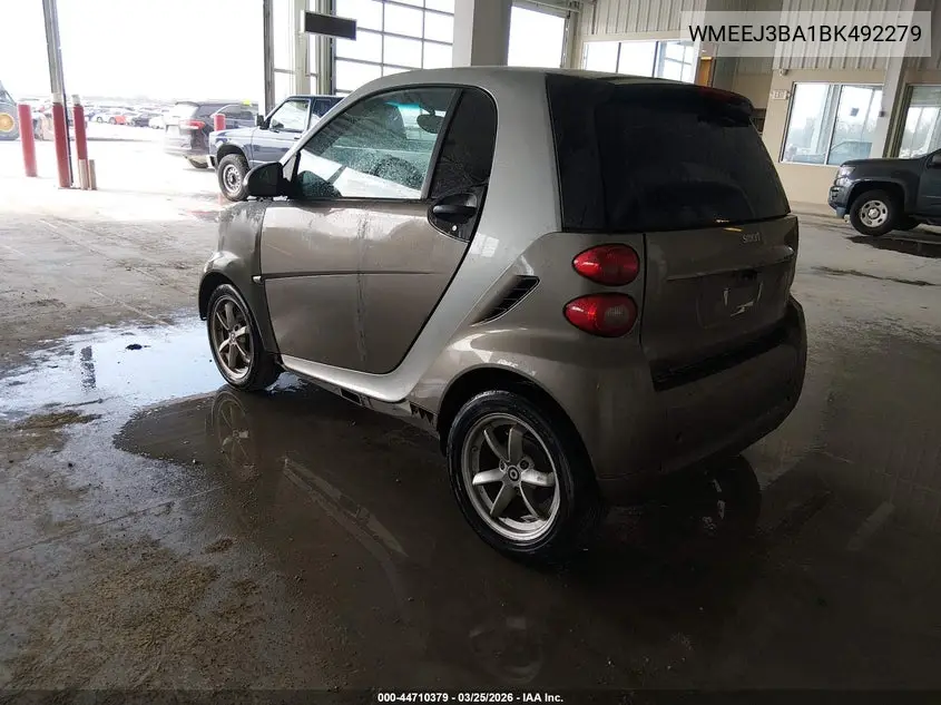 2011 Smart Fortwo Passion/Pure VIN: WMEEJ3BA1BK492279 Lot: 44710379