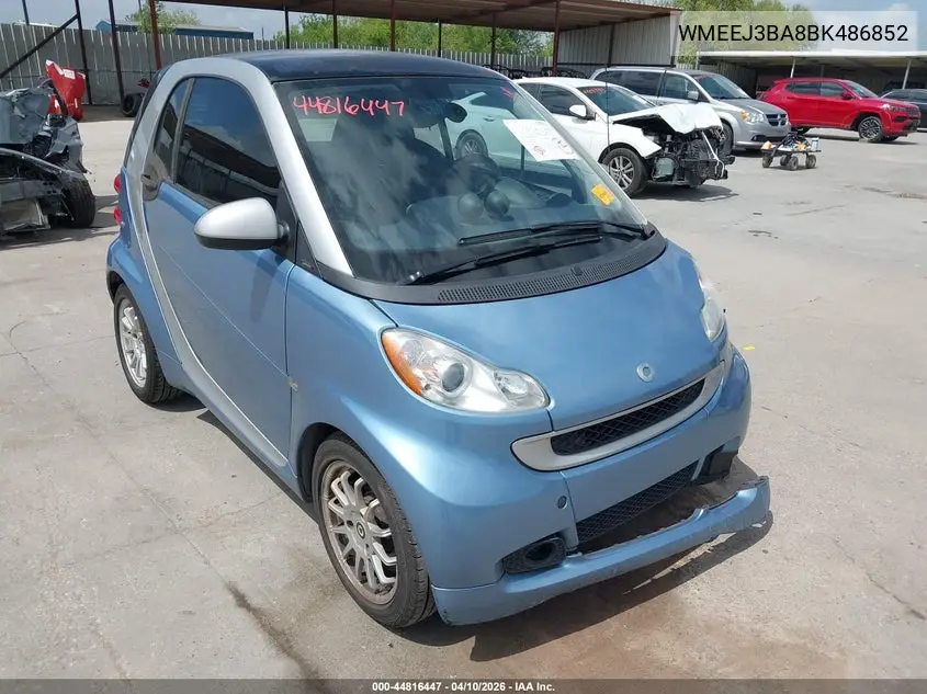 2011 Smart Fortwo Passion/Pure VIN: WMEEJ3BA8BK486852 Lot: 44816447