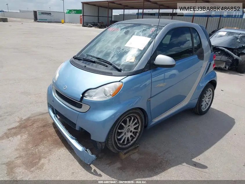 2011 Smart Fortwo Passion/Pure VIN: WMEEJ3BA8BK486852 Lot: 44816447