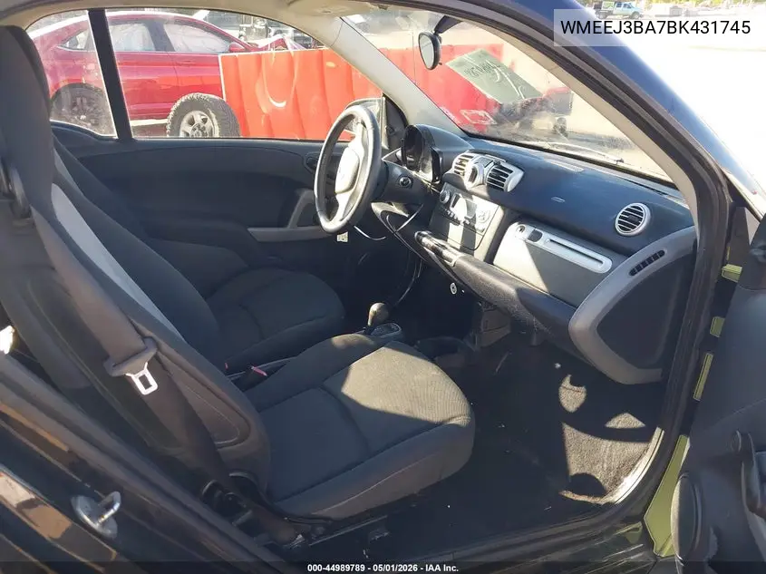 2011 Smart Fortwo Pure VIN: WMEEJ3BA7BK431745 Lot: 44989789