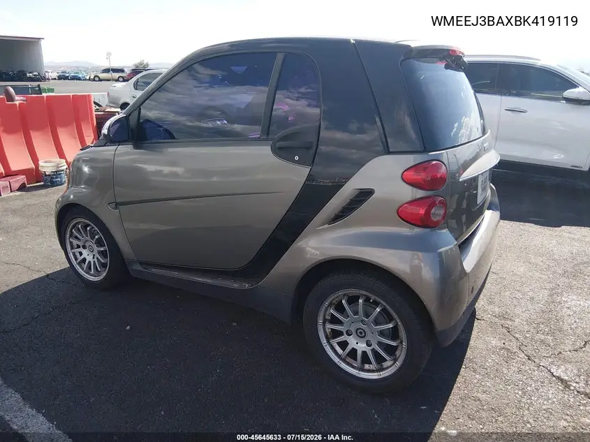 2011 Smart Fortwo Passion/Pure VIN: WMEEJ3BAXBK419119 Lot: 45645633