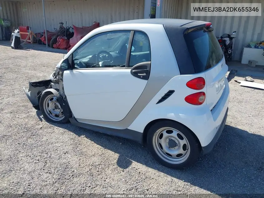 2013 Smart Fortwo VIN: WMEEJ3BA2DK655346 Lot: 45098243