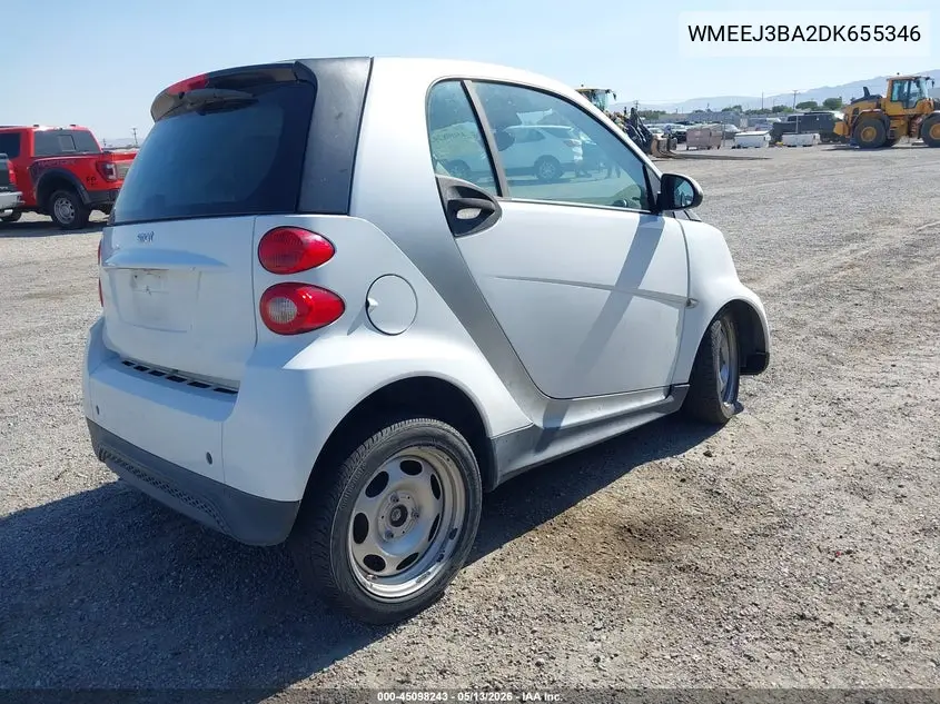 2013 Smart Fortwo VIN: WMEEJ3BA2DK655346 Lot: 45098243