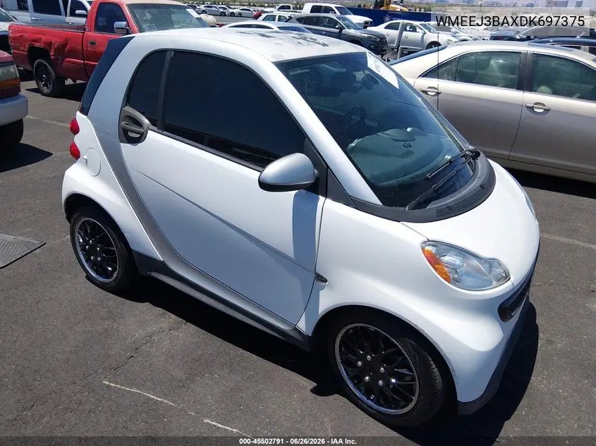 2013 Smart Fortwo Pure VIN: WMEEJ3BAXDK697375 Lot: 45502791