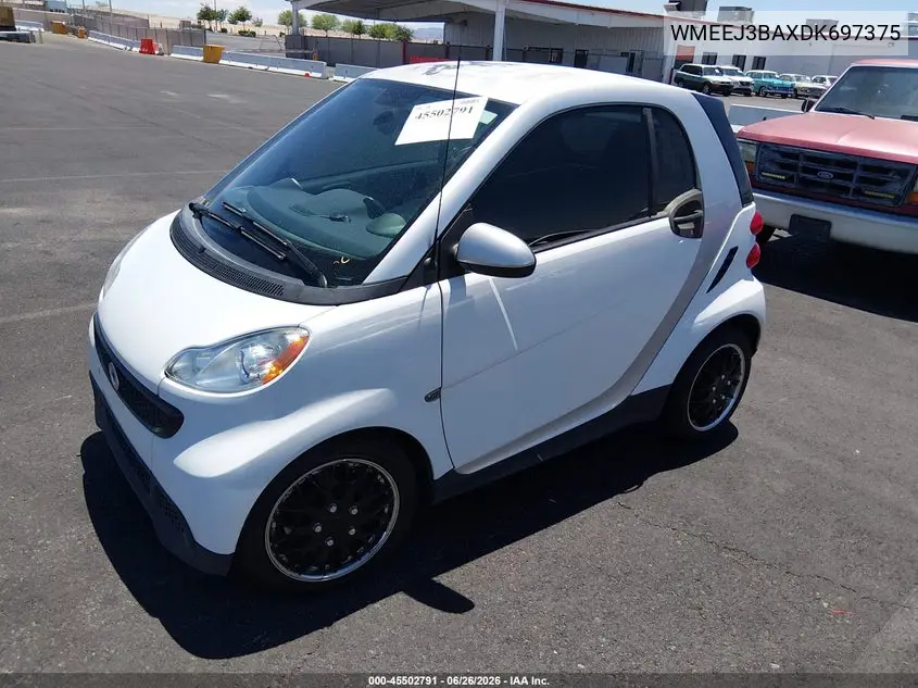 2013 Smart Fortwo Pure VIN: WMEEJ3BAXDK697375 Lot: 45502791