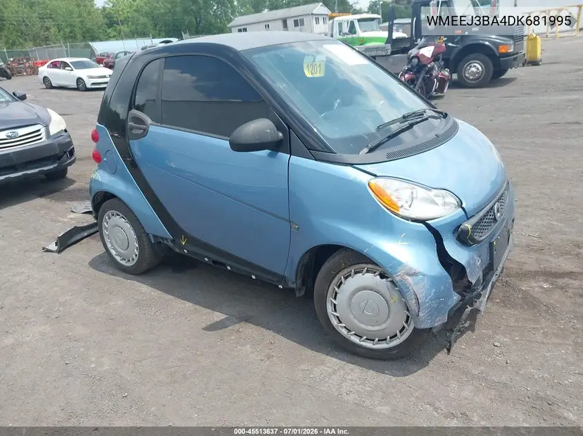 2013 Smart Fortwo Pure VIN: WMEEJ3BA4DK681995 Lot: 45513637