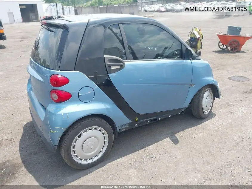 2013 Smart Fortwo Pure VIN: WMEEJ3BA4DK681995 Lot: 45513637
