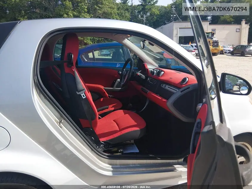 2013 Smart Fortwo Passion VIN: WMEEJ3BA7DK670294 Lot: 45659108
