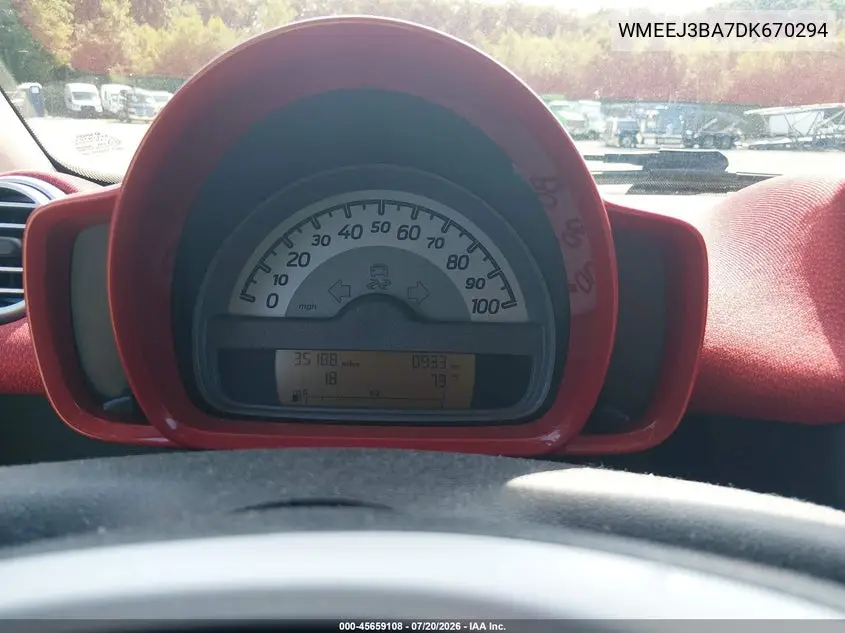 2013 Smart Fortwo Passion VIN: WMEEJ3BA7DK670294 Lot: 45659108