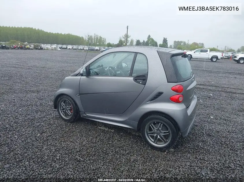 2014 Smart Fortwo Passion VIN: WMEEJ3BA5EK783016 Lot: 44933337