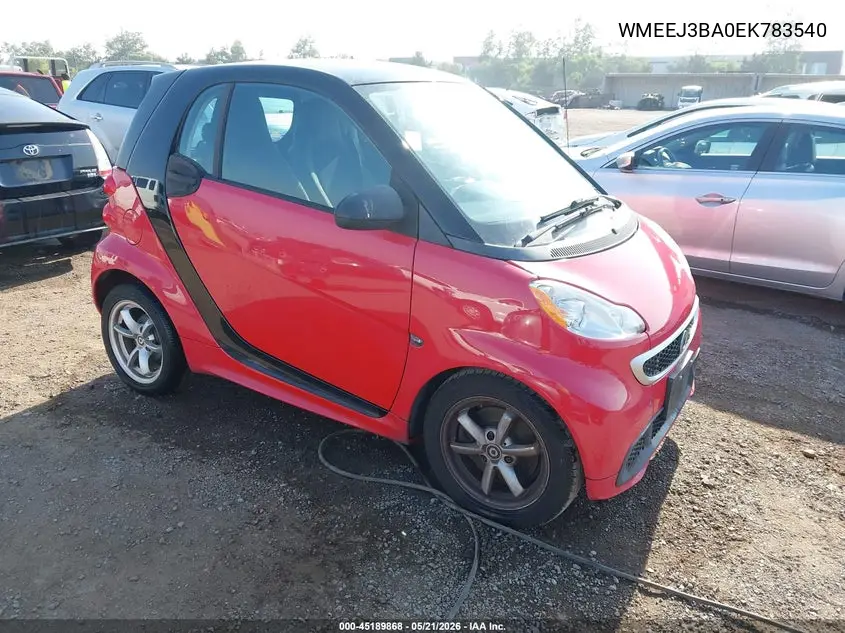 2014 Smart Fortwo Passion VIN: WMEEJ3BA0EK783540 Lot: 45189868