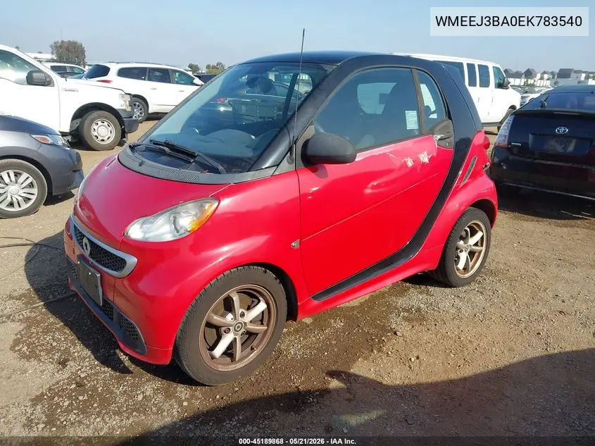 2014 Smart Fortwo Passion VIN: WMEEJ3BA0EK783540 Lot: 45189868