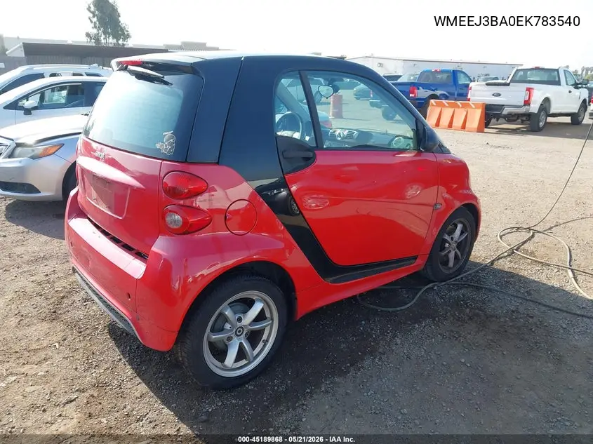 2014 Smart Fortwo Passion VIN: WMEEJ3BA0EK783540 Lot: 45189868
