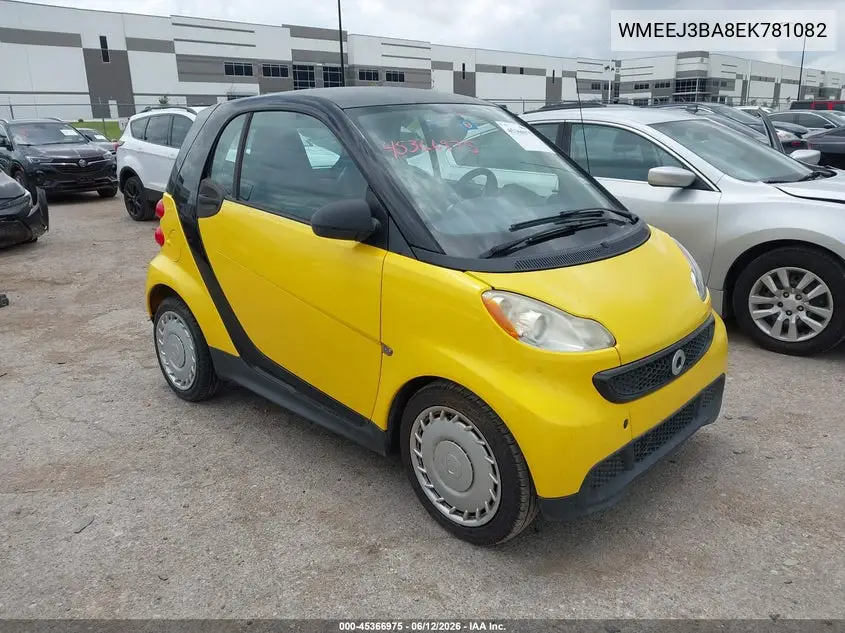 2014 Smart Fortwo VIN: WMEEJ3BA8EK781082 Lot: 45366975