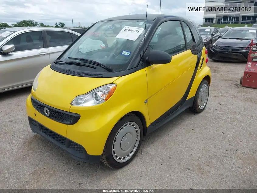 2014 Smart Fortwo VIN: WMEEJ3BA8EK781082 Lot: 45366975