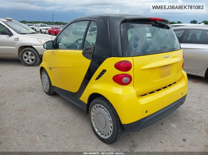2014 Smart Fortwo VIN: WMEEJ3BA8EK781082 Lot: 45366975