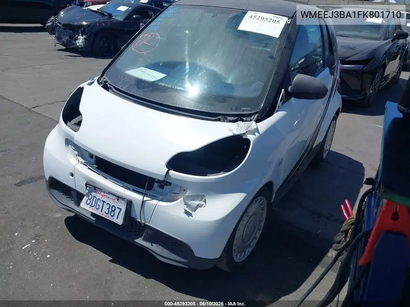 2015 Smart Fortwo Pure VIN: WMEEJ3BA1FK801710 Lot: 45293205