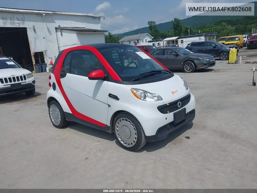 2015 Smart Fortwo Pure VIN: WMEEJ3BA4FK802608 Lot: 45513378