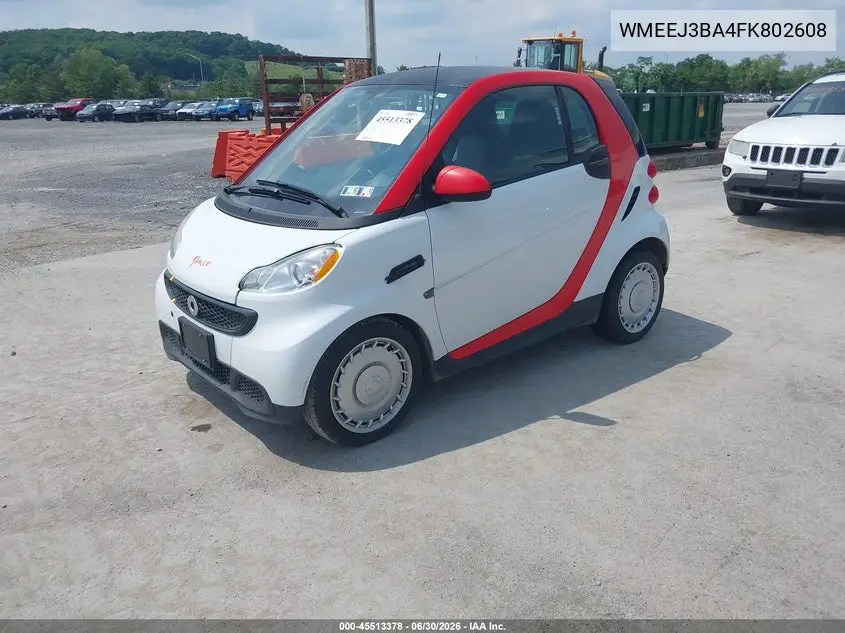 2015 Smart Fortwo Pure VIN: WMEEJ3BA4FK802608 Lot: 45513378