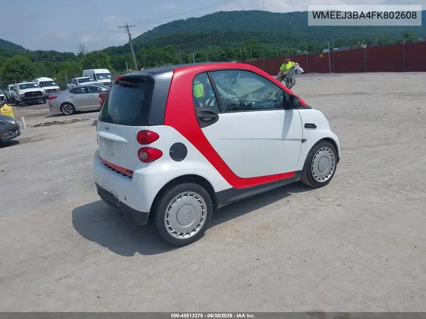 2015 Smart Fortwo Pure VIN: WMEEJ3BA4FK802608 Lot: 45513378