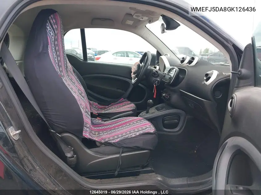 2016 Smart Fortwo Passion/Prime/Pure VIN: WMEFJ5DA8GK126436 Lot: 12645019X