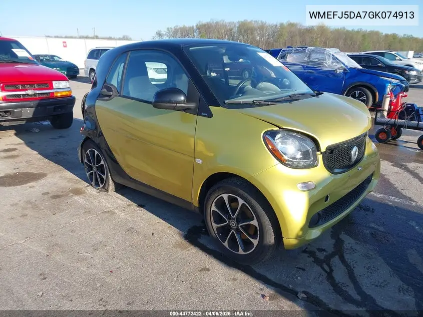 2016 Smart Fortwo Passion VIN: WMEFJ5DA7GK074913 Lot: 44772422