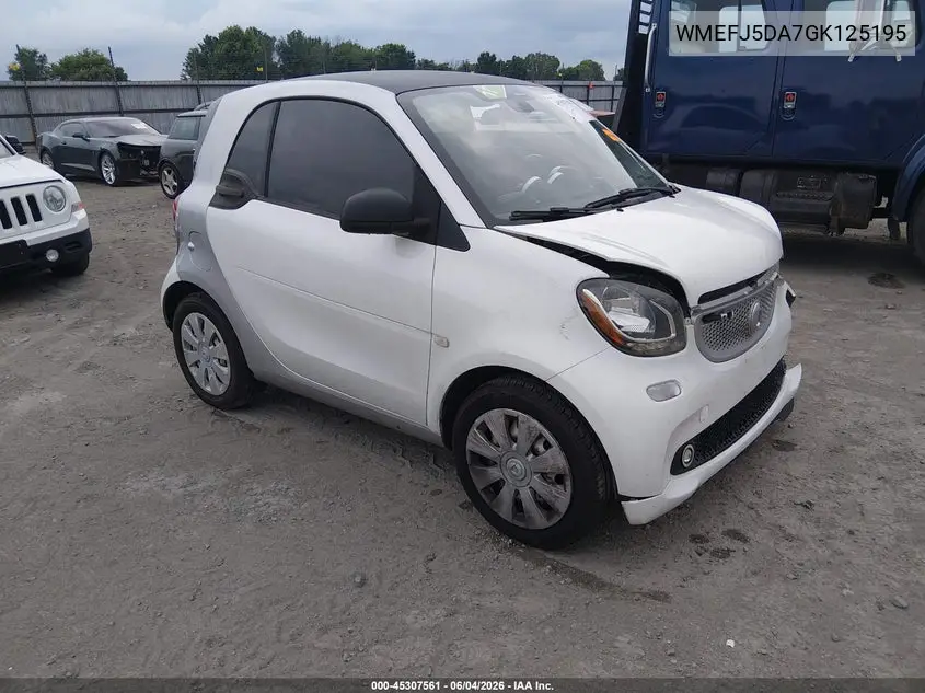 2016 Smart Fortwo Pure VIN: WMEFJ5DA7GK125195 Lot: 45307561