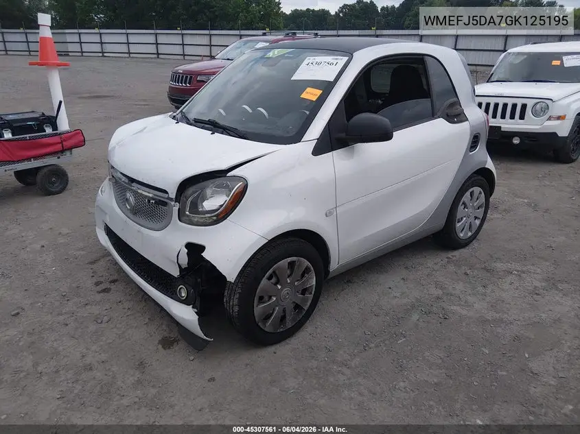 2016 Smart Fortwo Pure VIN: WMEFJ5DA7GK125195 Lot: 45307561