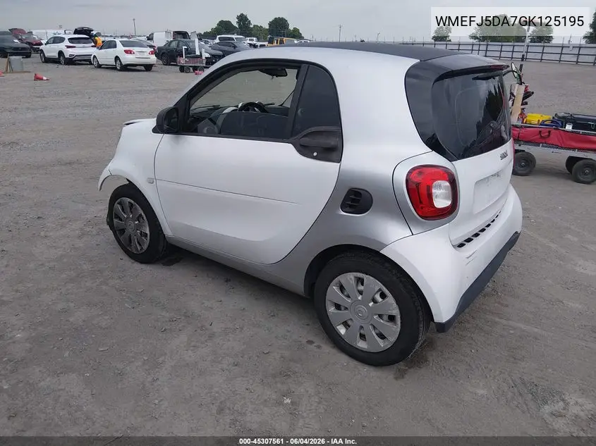 2016 Smart Fortwo Pure VIN: WMEFJ5DA7GK125195 Lot: 45307561
