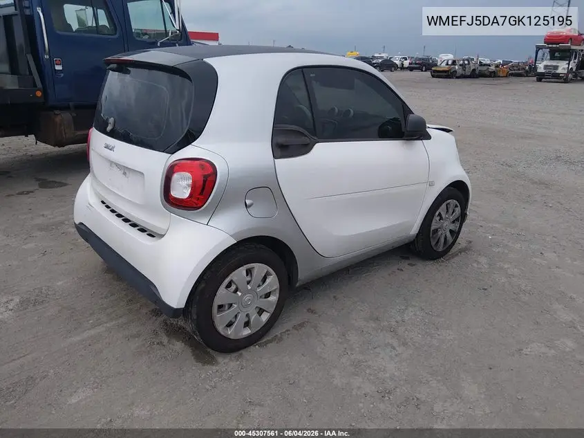 2016 Smart Fortwo Pure VIN: WMEFJ5DA7GK125195 Lot: 45307561