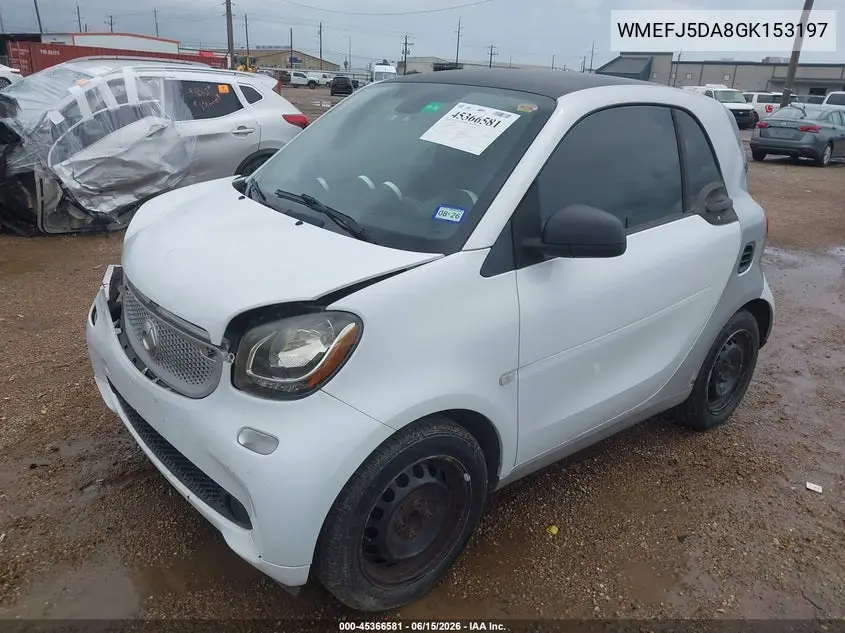 2016 Smart Fortwo Pure VIN: WMEFJ5DA8GK153197 Lot: 45366581