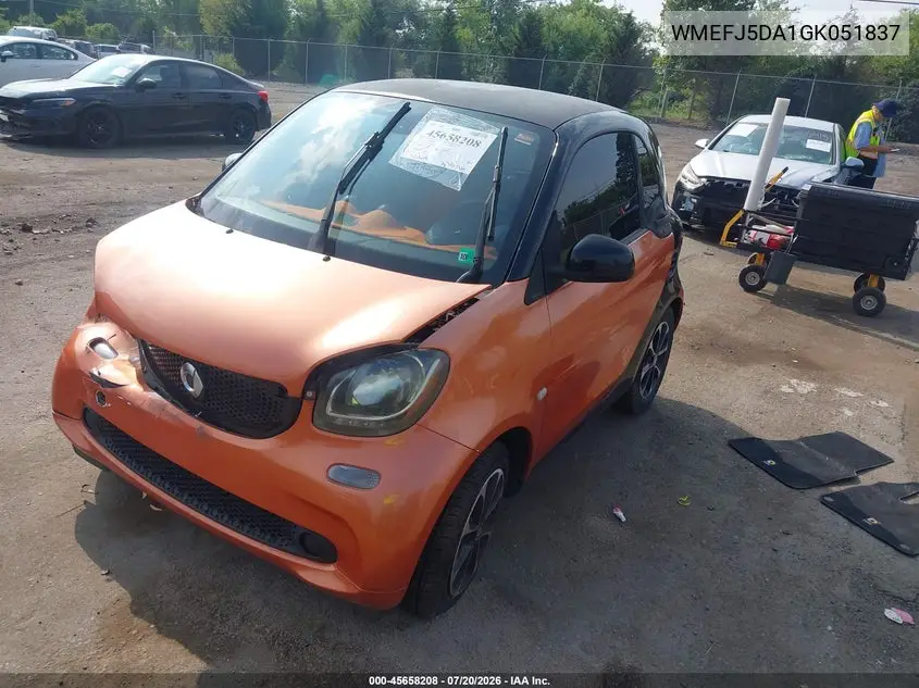 2016 Smart Fortwo Passion VIN: WMEFJ5DA1GK051837 Lot: 45658208