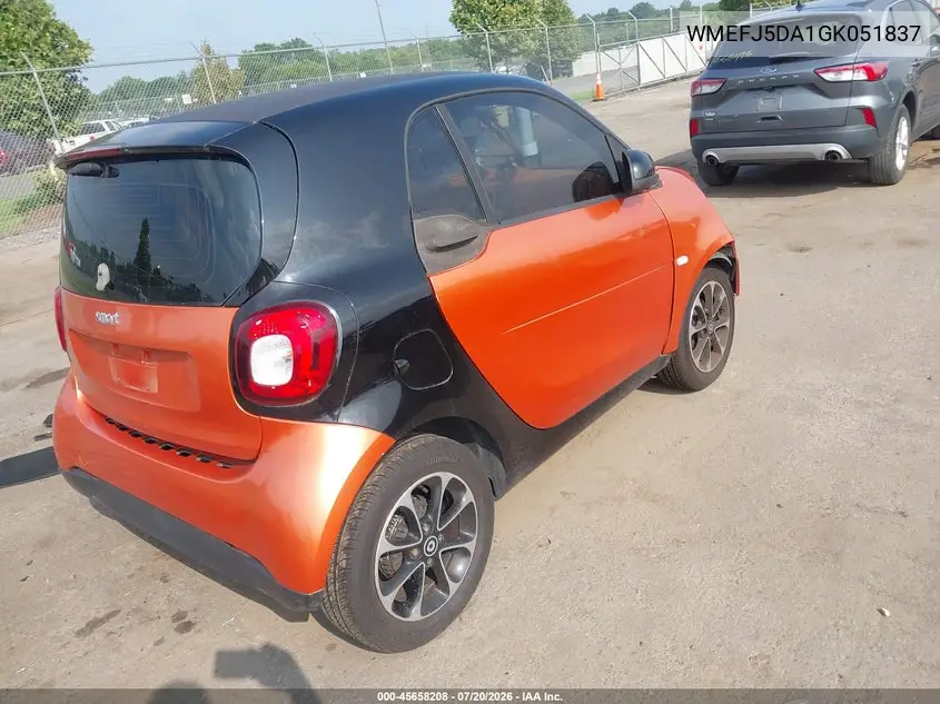 2016 Smart Fortwo Passion VIN: WMEFJ5DA1GK051837 Lot: 45658208