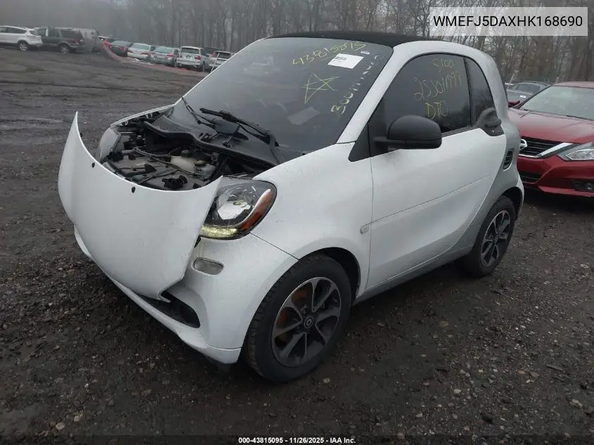 WMEFJ5DAXHK168690 2017 Smart Fortwo Pure