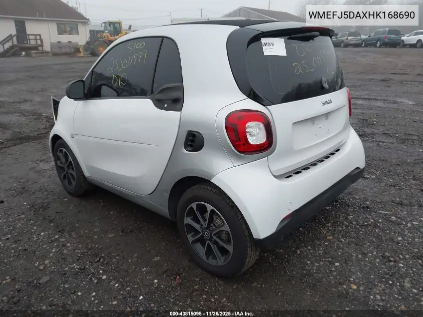 WMEFJ5DAXHK168690 2017 Smart Fortwo Pure