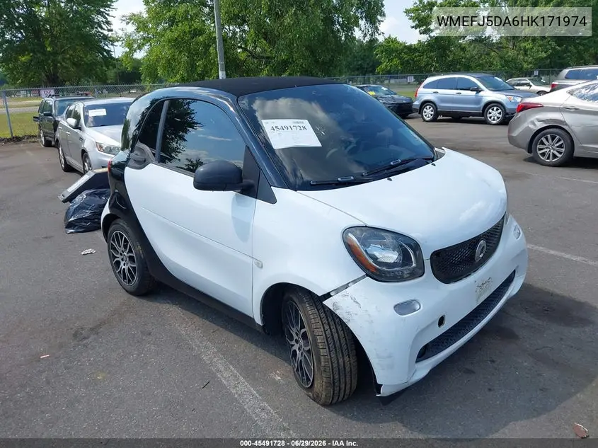 2017 Smart Fortwo Pure VIN: WMEFJ5DA6HK171974 Lot: 45491728
