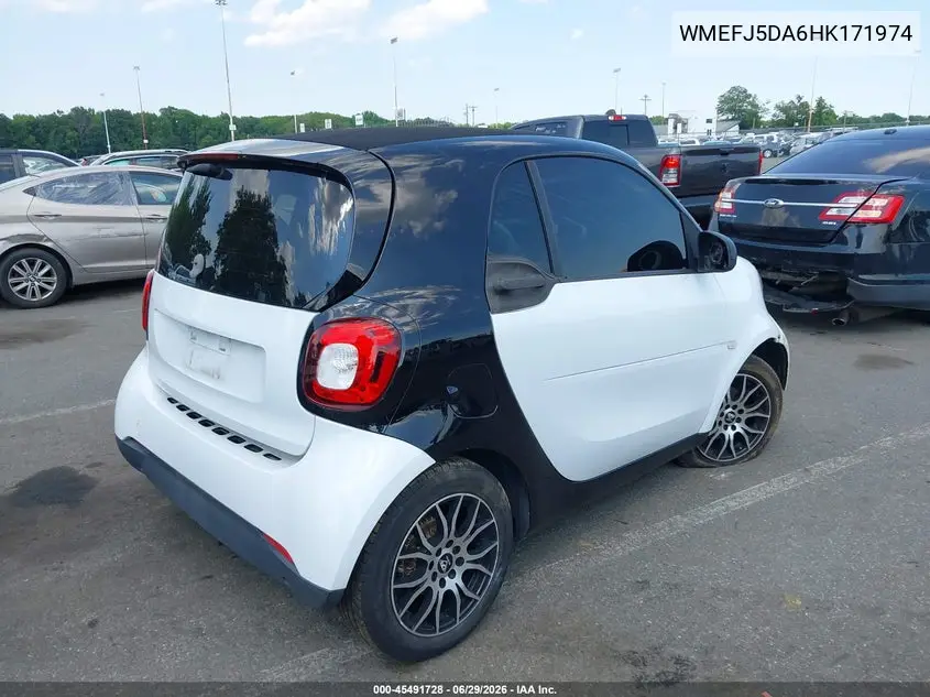2017 Smart Fortwo Pure VIN: WMEFJ5DA6HK171974 Lot: 45491728