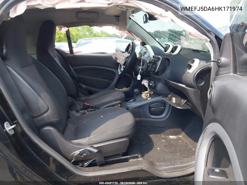 2017 Smart Fortwo Pure VIN: WMEFJ5DA6HK171974 Lot: 45491728
