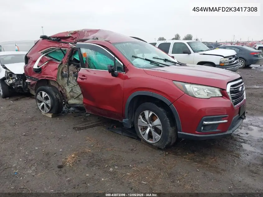 4S4WMAFD2K3417308 2019 Subaru Ascent Premium