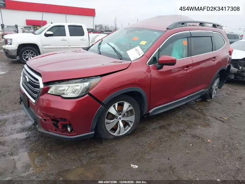 4S4WMAFD2K3417308 2019 Subaru Ascent Premium