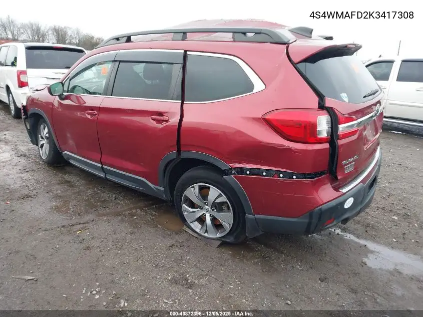 4S4WMAFD2K3417308 2019 Subaru Ascent Premium