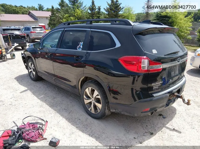 2019 Subaru Ascent Premium VIN: 4S4WMABD0K3427700 Lot: 45232745