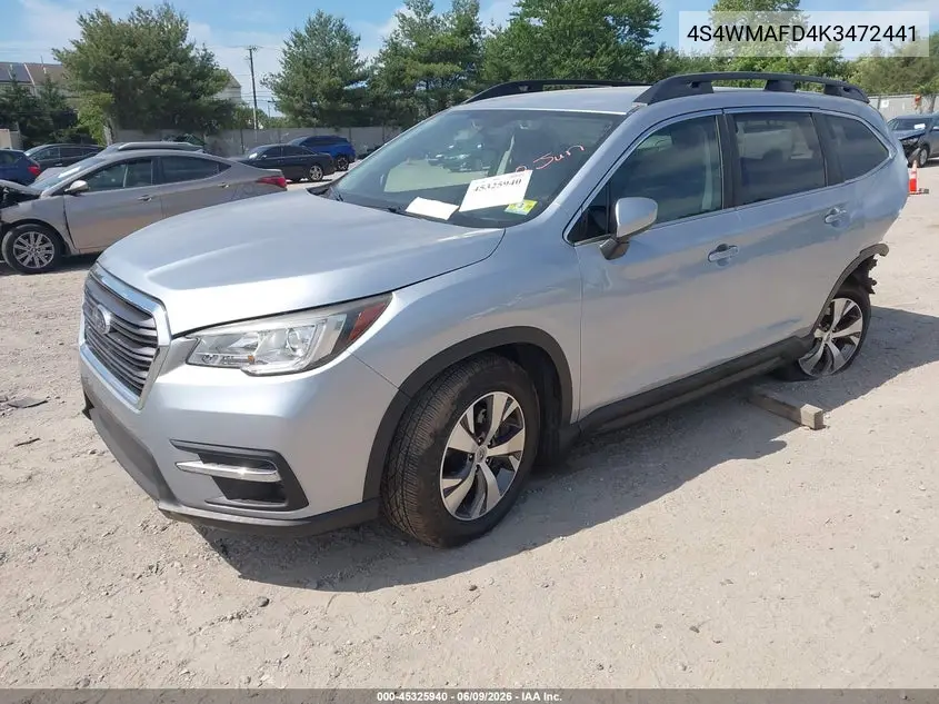 2019 Subaru Ascent Premium VIN: 4S4WMAFD4K3472441 Lot: 45325940