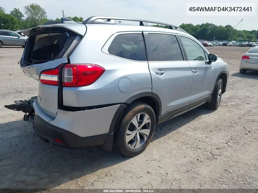 2019 Subaru Ascent Premium VIN: 4S4WMAFD4K3472441 Lot: 45325940