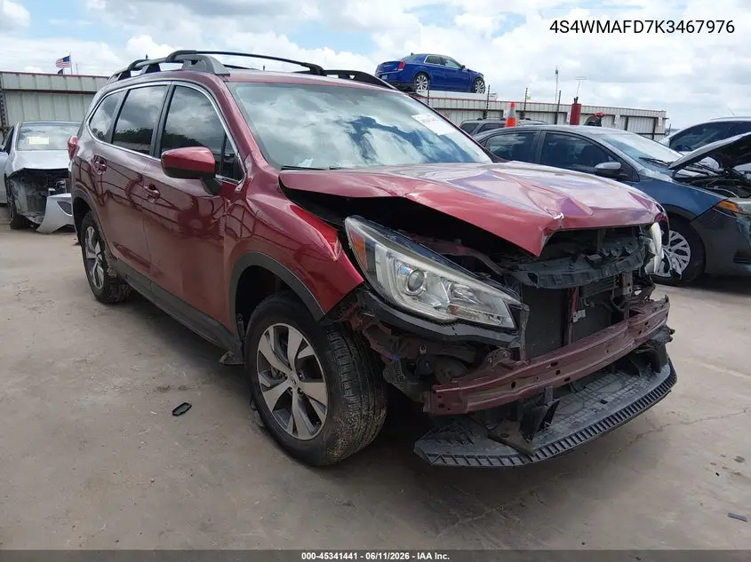 2019 Subaru Ascent Premium VIN: 4S4WMAFD7K3467976 Lot: 45341441