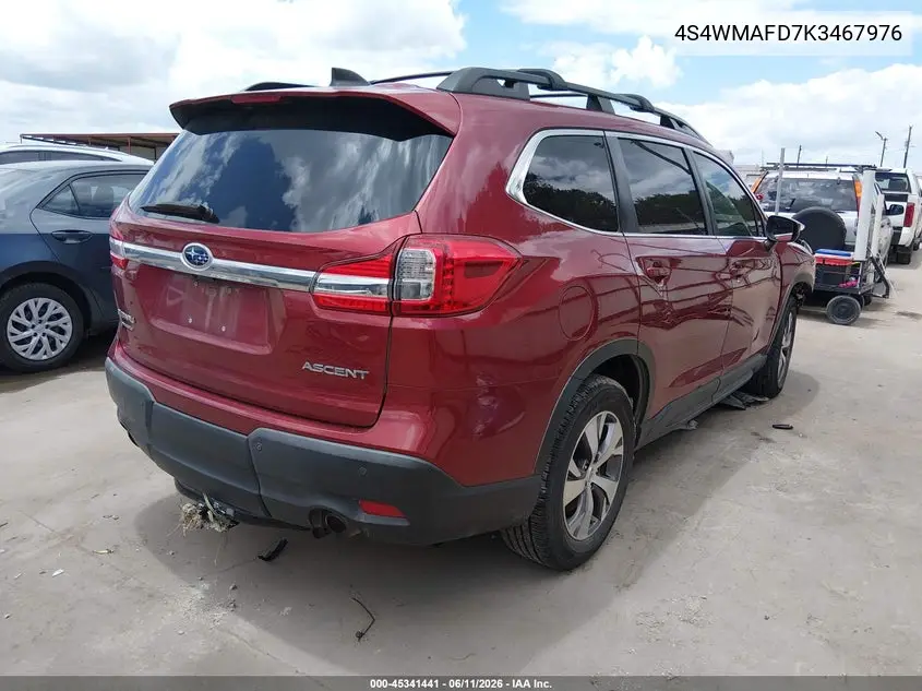 2019 Subaru Ascent Premium VIN: 4S4WMAFD7K3467976 Lot: 45341441
