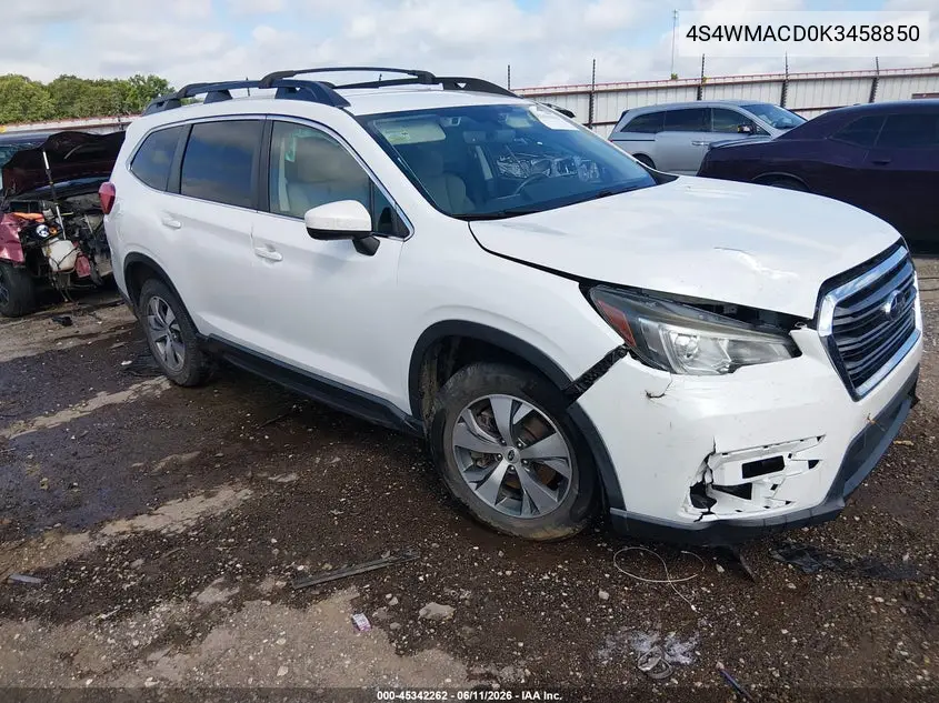 2019 Subaru Ascent Premium VIN: 4S4WMACD0K3458850 Lot: 45342262