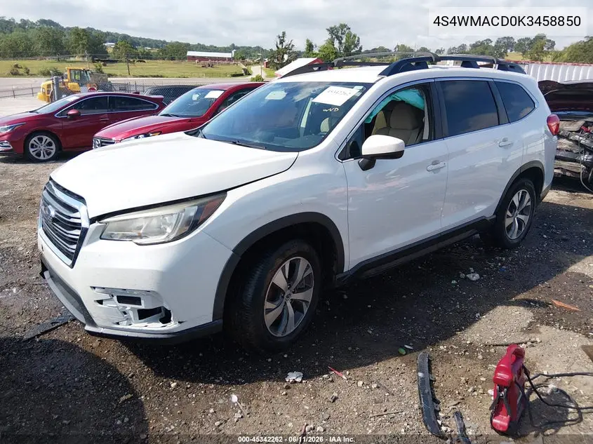 2019 Subaru Ascent Premium VIN: 4S4WMACD0K3458850 Lot: 45342262