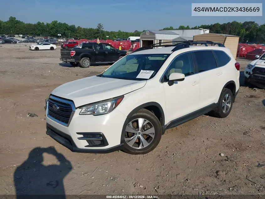 2019 Subaru Ascent Premium VIN: 4S4WMACD2K3436669 Lot: 45354057